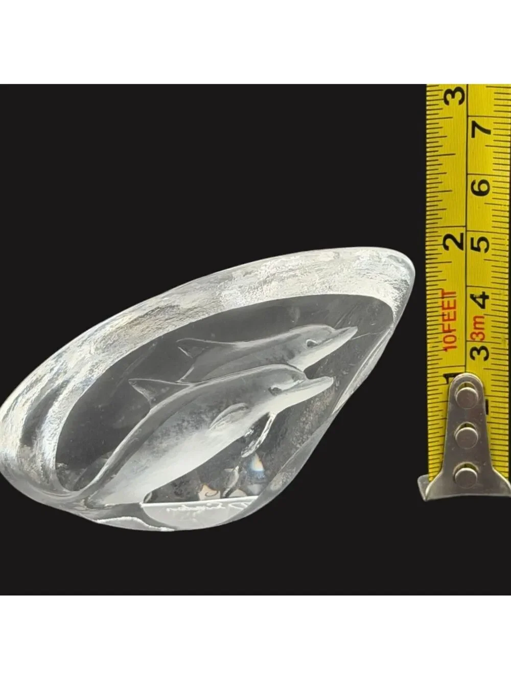 Mats Jonasson Maleras Sweden Crystal Dolphins Sculpture Signed Art Glass 3